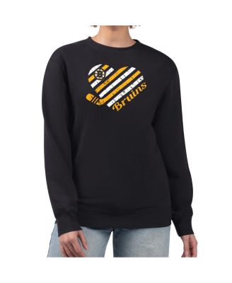 Women's Black Boston Bruins Heart Graphic Pullover Sweatshirt