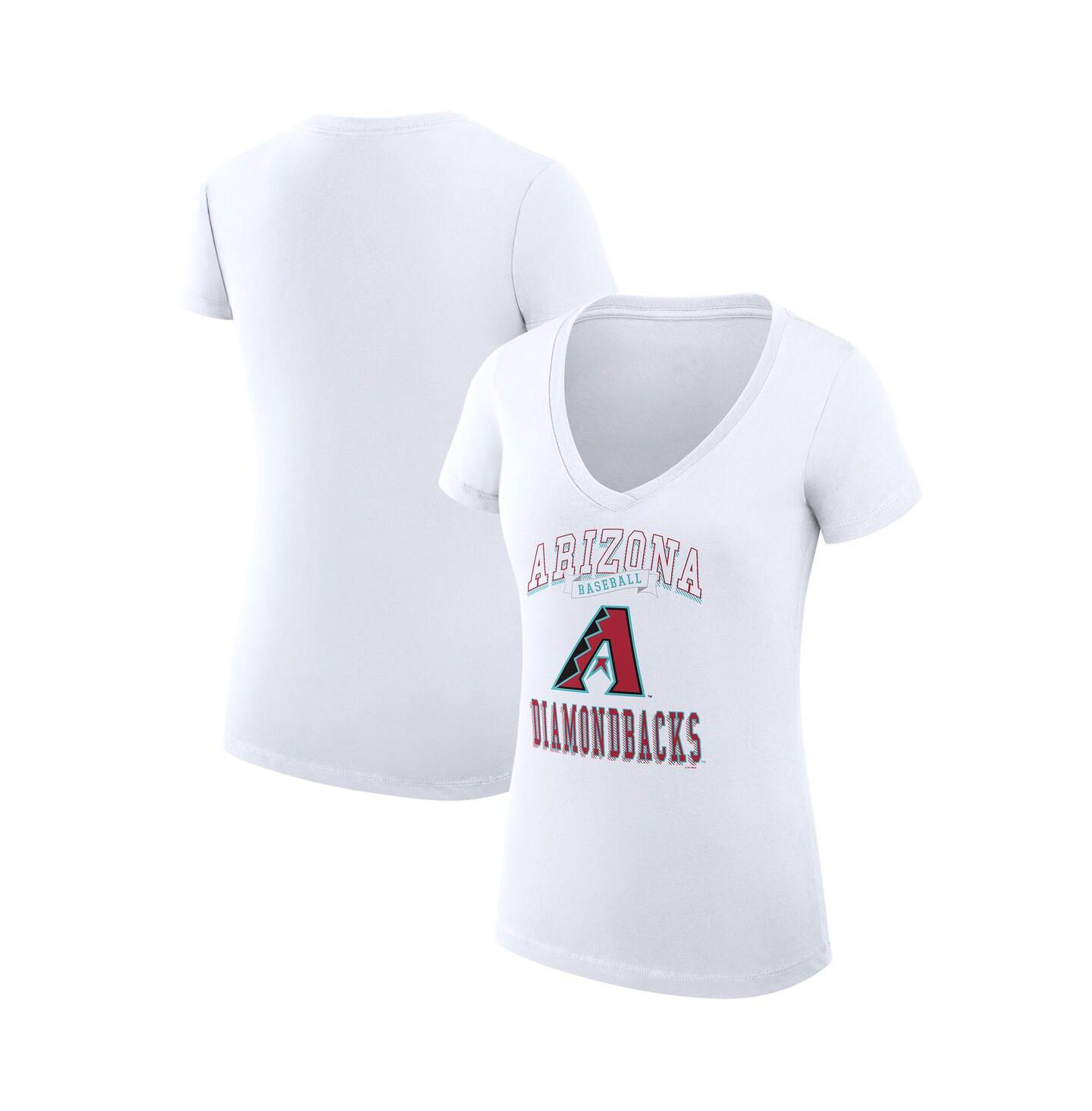 Женская футболка G-III 4Her by Carl Banks White Arizona Diamondbacks Super-Slim Fit Lightweight Team Logo Graphic V-Neck — фото 1