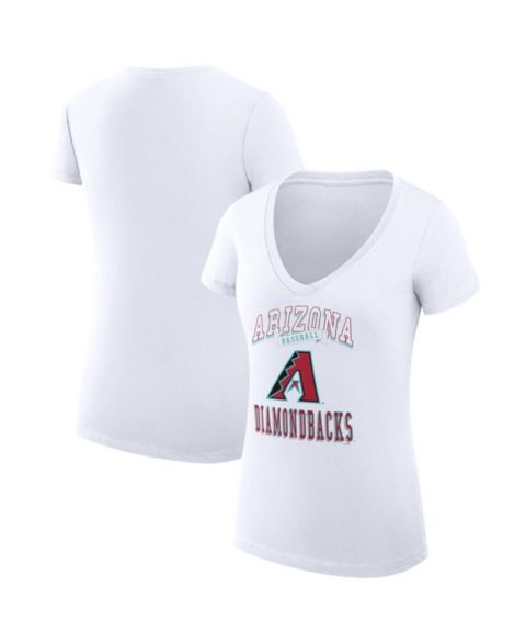 Женская футболка G-III 4Her by Carl Banks White Arizona Diamondbacks Super-Slim Fit Lightweight Team Logo Graphic V-Neck