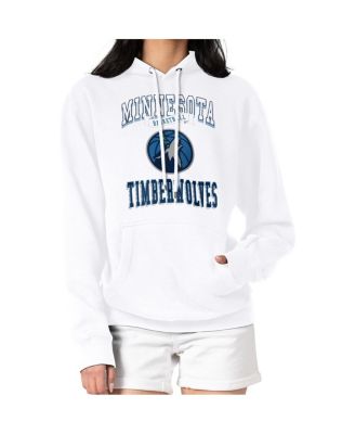 Women's White Minnesota Timberwolves Graphic Fleece Pullover Hoodie