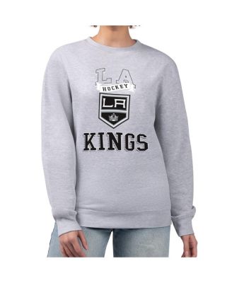 Women's Heather Gray Los Angeles Kings Team Logo Tri-Blend Fleece Pullover Sweatshirt