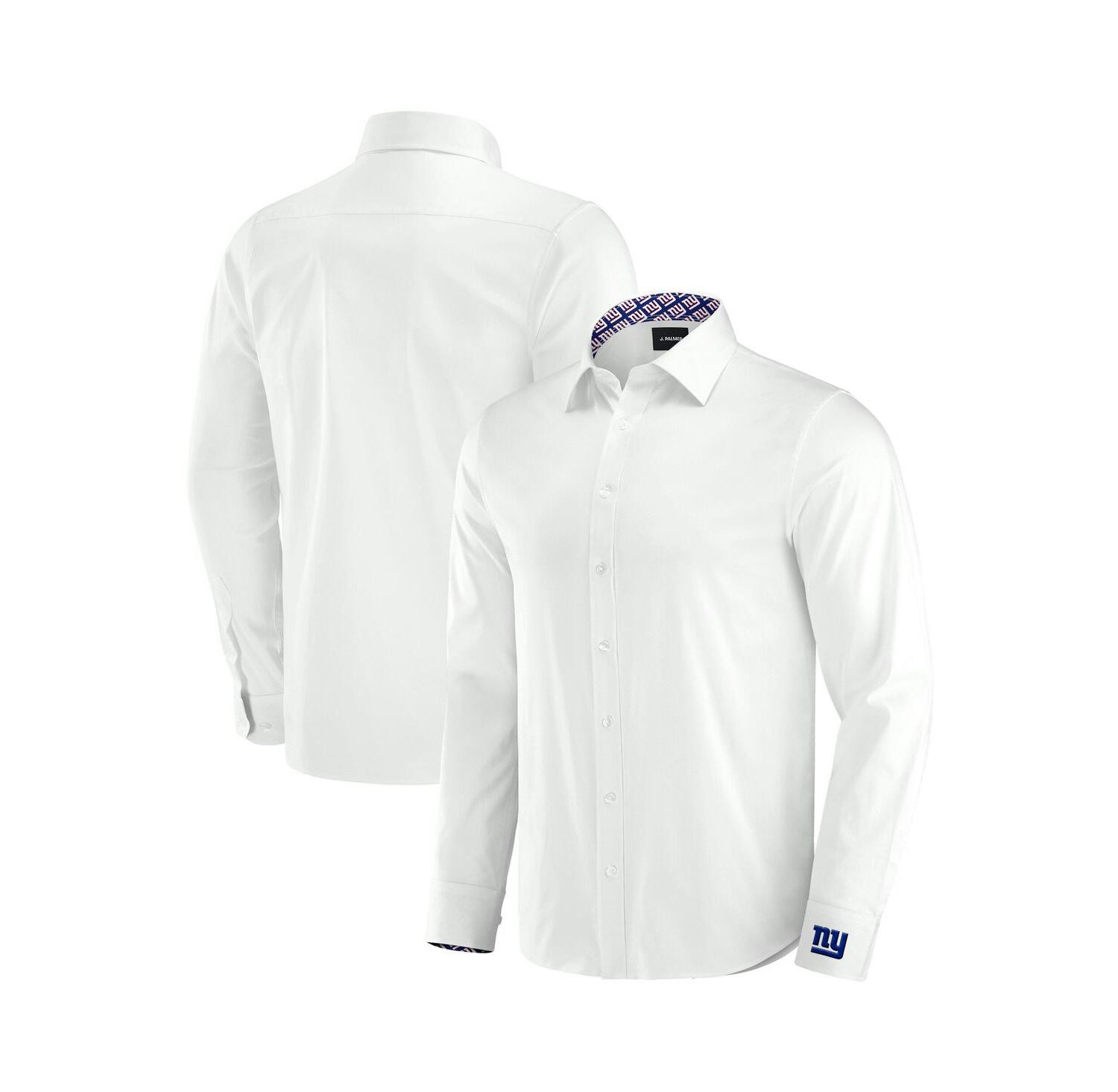 Men's White New York Giants Man-In-Motion Long Sleeve Button-Up Dress Shirt