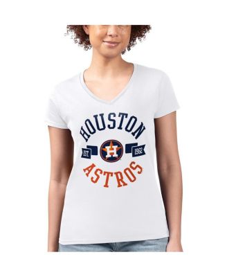 Women's White Houston Astros Super-Slim Fit Lightweight City Graphic V-Neck T-Shirt