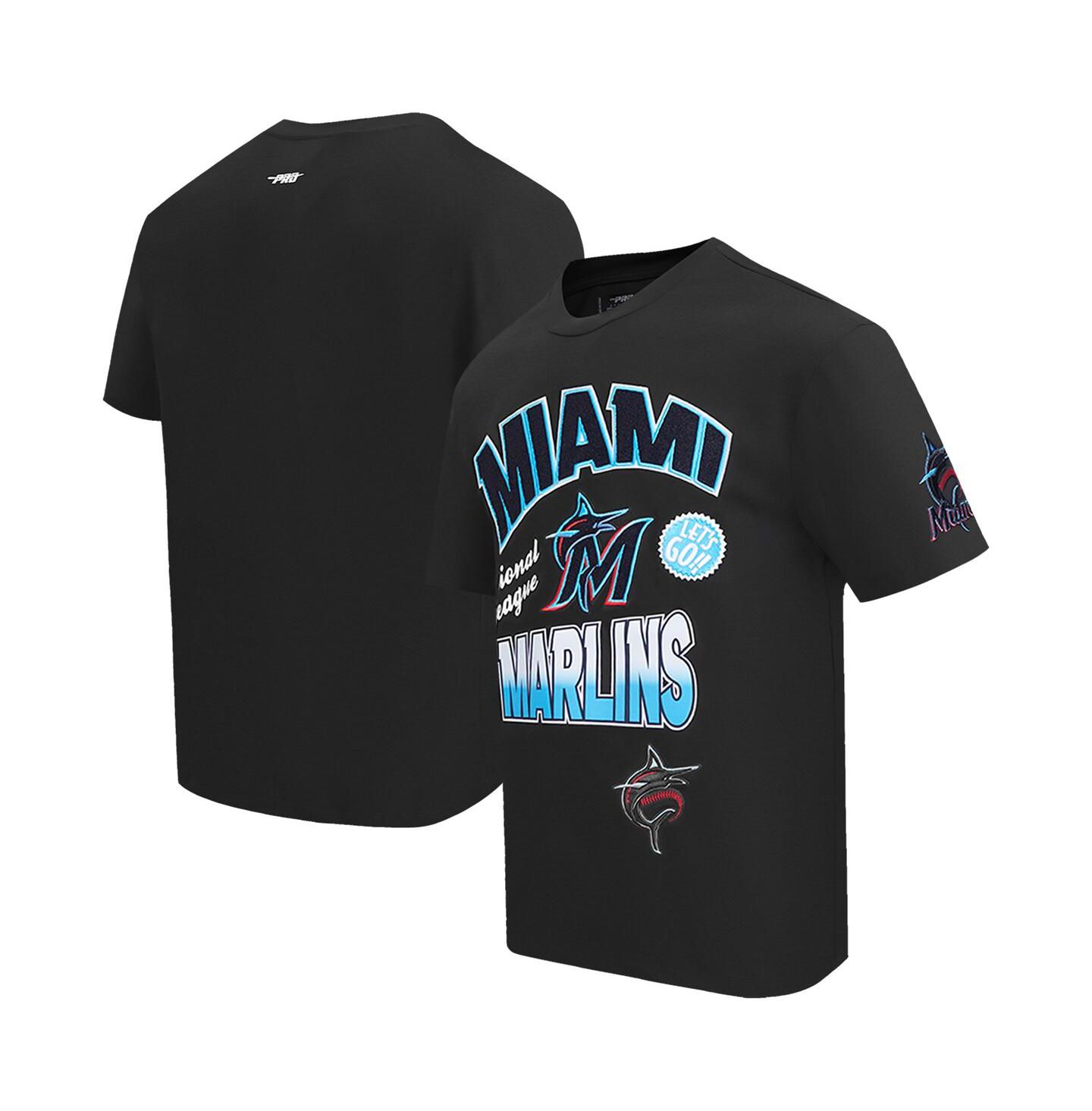 Мужская футболка Pro Standard Black Miami Marlins Turn It Up Dropped Shoulder — фото 1