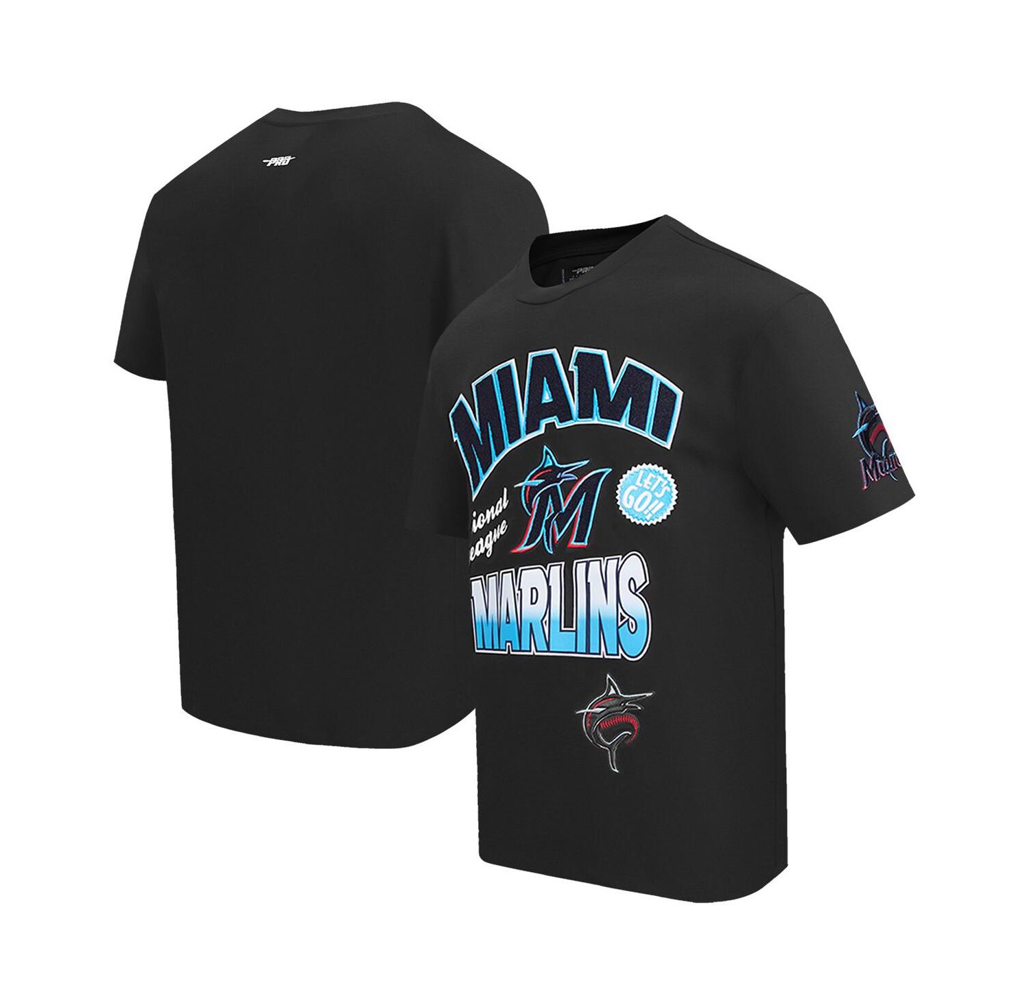 Men's Black Miami Marlins Turn It Up Dropped Shoulder T-Shirt