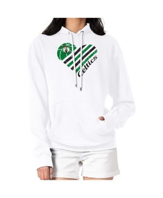 Women's White Boston Celtics Heart Pullover Hoodie