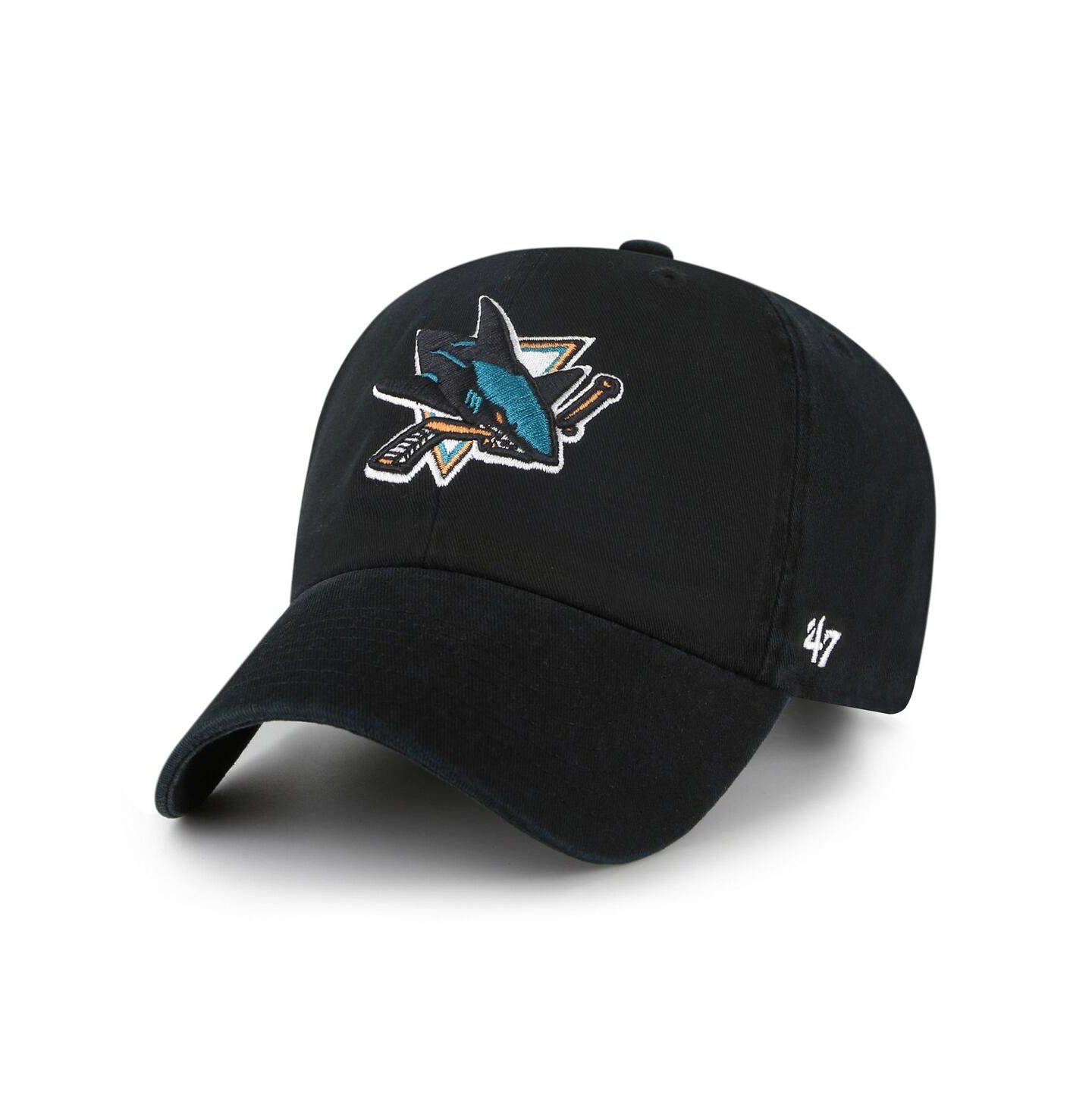 Мужская кепка '47 Brand Black San Jose Sharks Logo Clean Up Adjustable Hat — фото 1