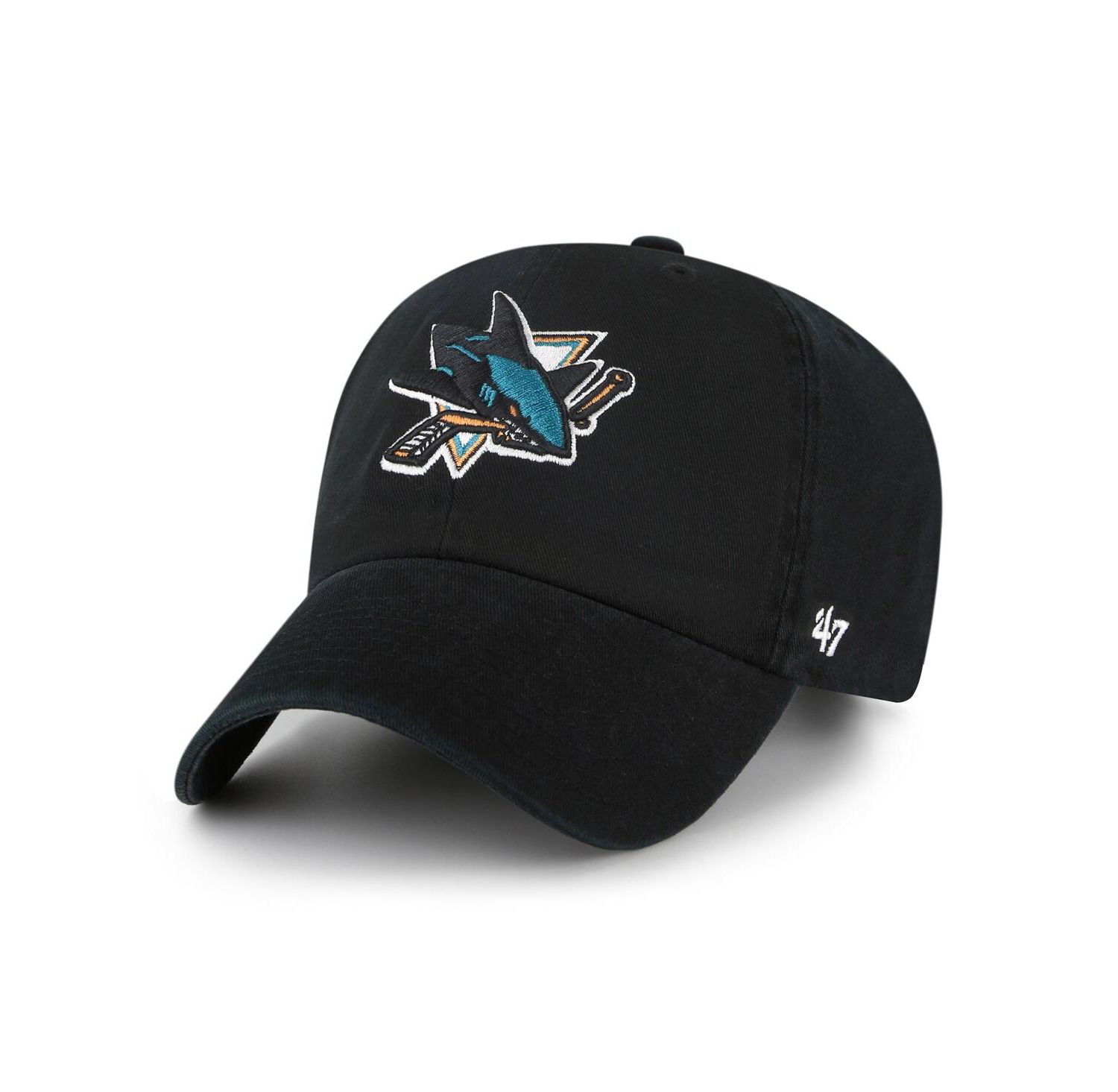 Men's Black San Jose Sharks Logo Clean Up Adjustable Hat