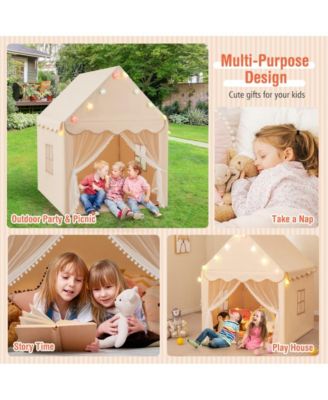 Kids Playhouse Tent with Star Lights and Mat
