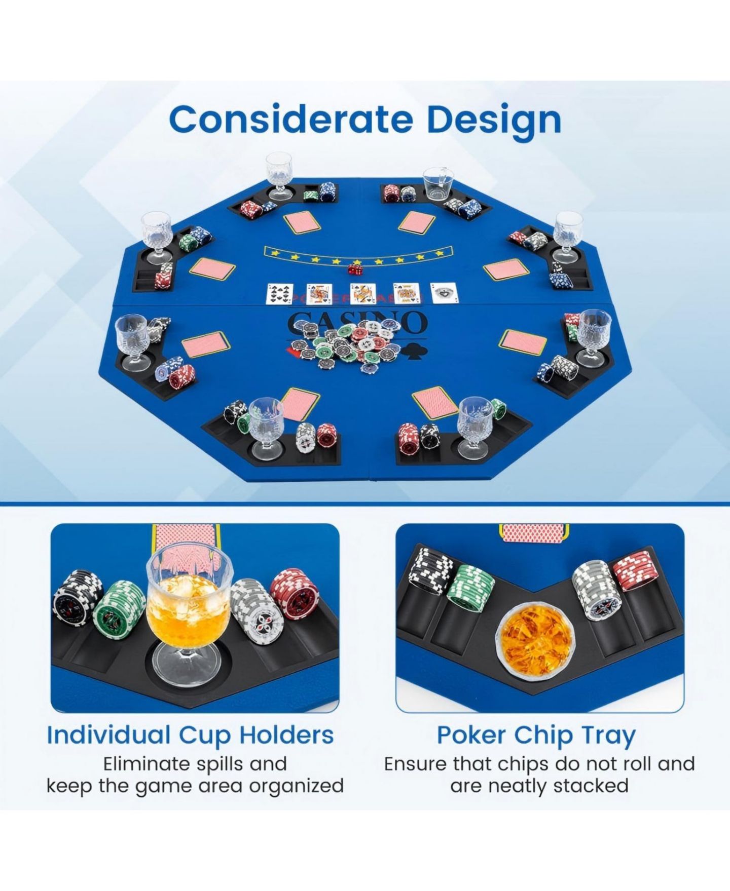 Детские игрушки HONGGE 10-Player 84-Inch Folding Poker Table Top, Ages 14+, цвет: Синий — фото 6