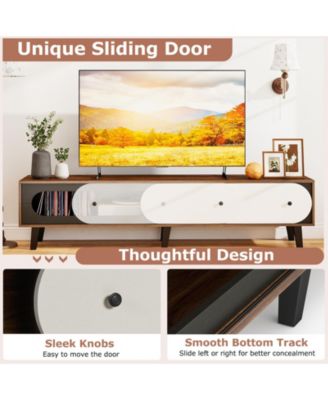 Mid Century Modern TV Stand for 80 in TVs with Storage