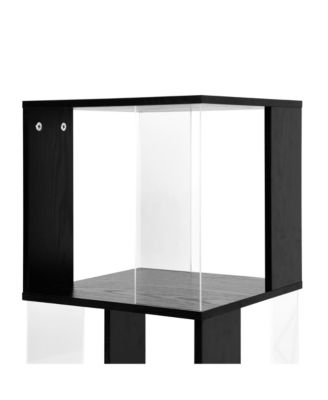 360° Rotating Bookshelf, 5-Tier Floor Standing Bookcase,  Modern Display Rack with Acrylic Plate, Anti-toppling Base for Living Room