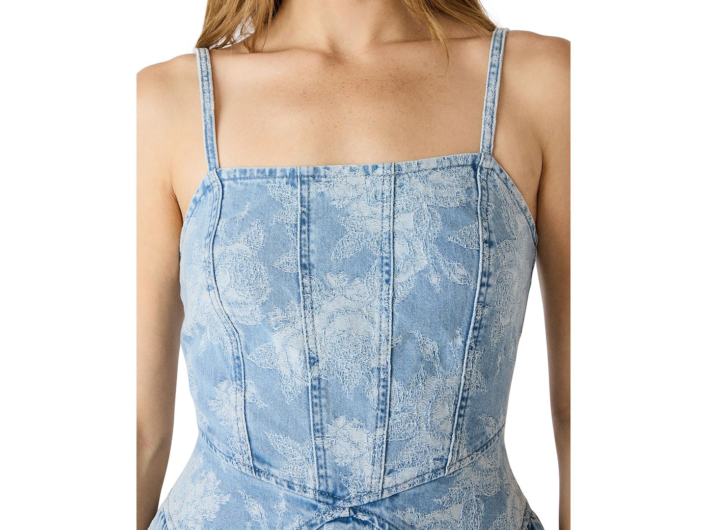 Женское платье Steve Madden Denim Square Neck Mini, цвет: Индиго — фото 4