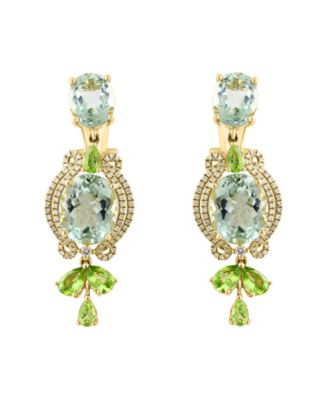 Amethyst (1/2 ct. t.w.), Peridot (1/3 ct. t.w.) & Diamond (7/10 ct. t.w.) Earrings in 14k Yellow Gold
