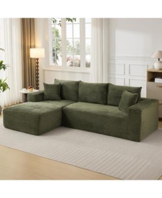 108-Inch Cloud Sectional Couch with L-Shape Chaise- Modern Plush Corduroy Sofa for Living Room