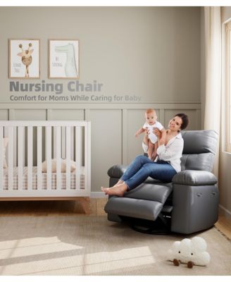 Manul Recliner Chair, Single PU Leather Sofa with Side Pocket, Chaise Lounge Reclining Seat with 2 Cup Holders