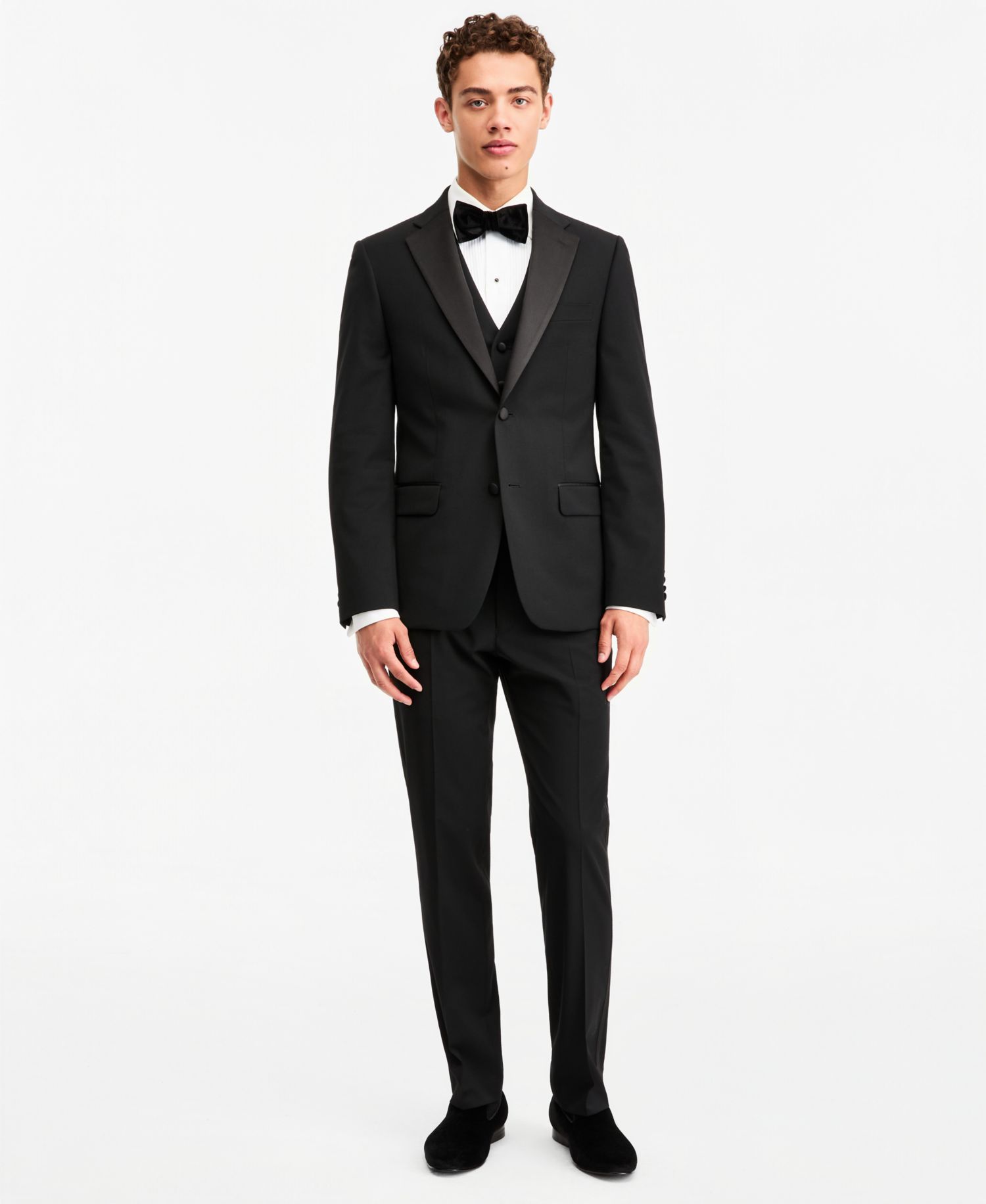 Men's Modern-Fit Flex Stretch Black Tuxedo Pants