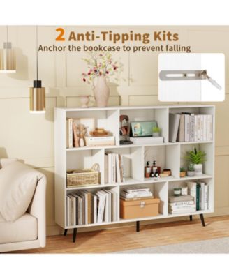 10-Cube Organizer Bookcase with Sturdy Metal Legs