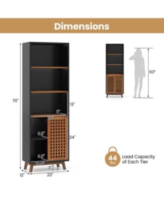 Tall 70" Bookcase 5-Tier with Adjustable Storage Shelf