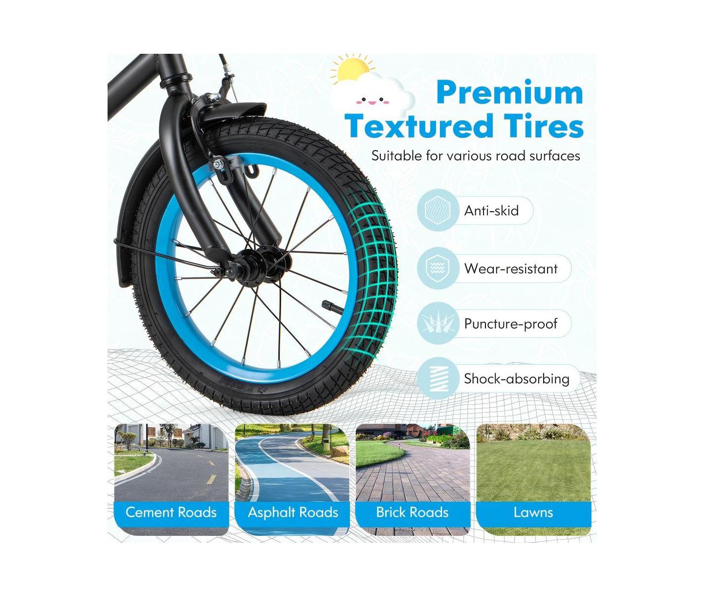 Детская игрушка HONGGE 14-Inch Kids Bike with Adjustable Handlebar and Saddle, цвет: Чёрный — фото 9