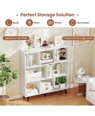 8-Cube Organizer Bookcase with Sturdy Metal Legs