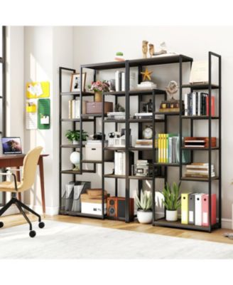 Tall Geometric Bookcase 71 Inch with 12 Storage Shelves