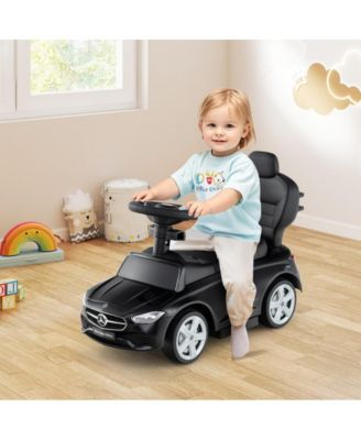3 in 1 Mercedes Benz Licensed Push Ride On Car with Canopy Steering Wheel and Storage for Toddlers