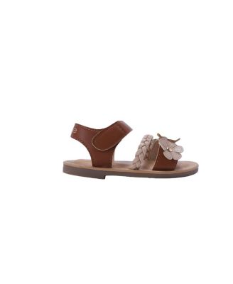Big Girls Girl's  Fashion Sandals – Dressy Shoes with Braided Strap and Flower Applique