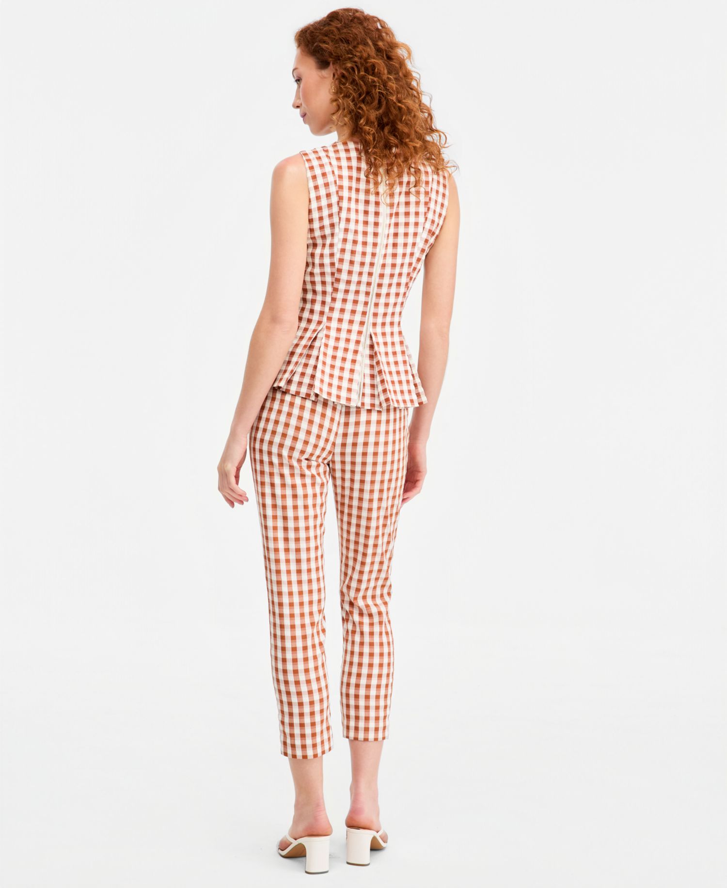 Women's Gingham Cropped Slim Pants
