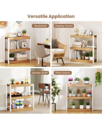 3 Tier Bookshelf Wooden Bookcase with Dual Anti-Tipping Kits