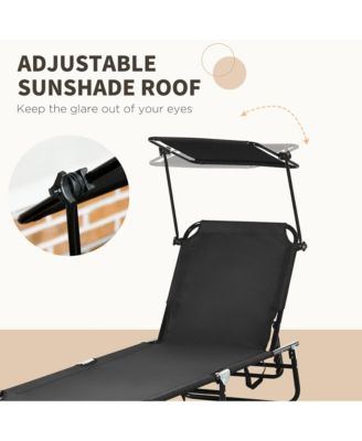 2-piece Chaise Lounge w/ Adjustable Backrest and Sunshade,