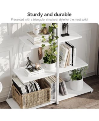 Sailboat Shaped Bookshelf, 4-Tier Ladder Book Shelf, Nautical Storage Shelves, Space-Saving Freestanding Organizer for Living Room, Office