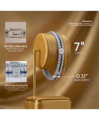 Elegant White Gold Plated Triple-Row Cubic Zirconia Bracelet