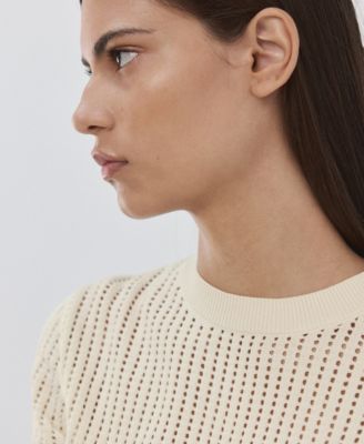 Women's Lace Accents Short-Sleeved Knitted Sweater