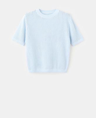 Women's Lace Accents Short-Sleeved Knitted Sweater