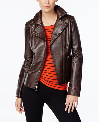 GUESS Asymmetrical-Zip Faux-Leather Moto Jacket - Coats ...