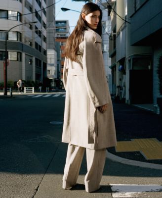Women's Double-Breasted Wool Trench Coat