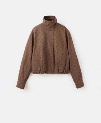 Women's Polka-Dot Denim Bomber Jacket