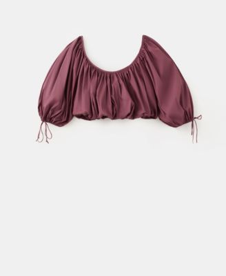 Women's Puff-Sleeved Cropped Blouse