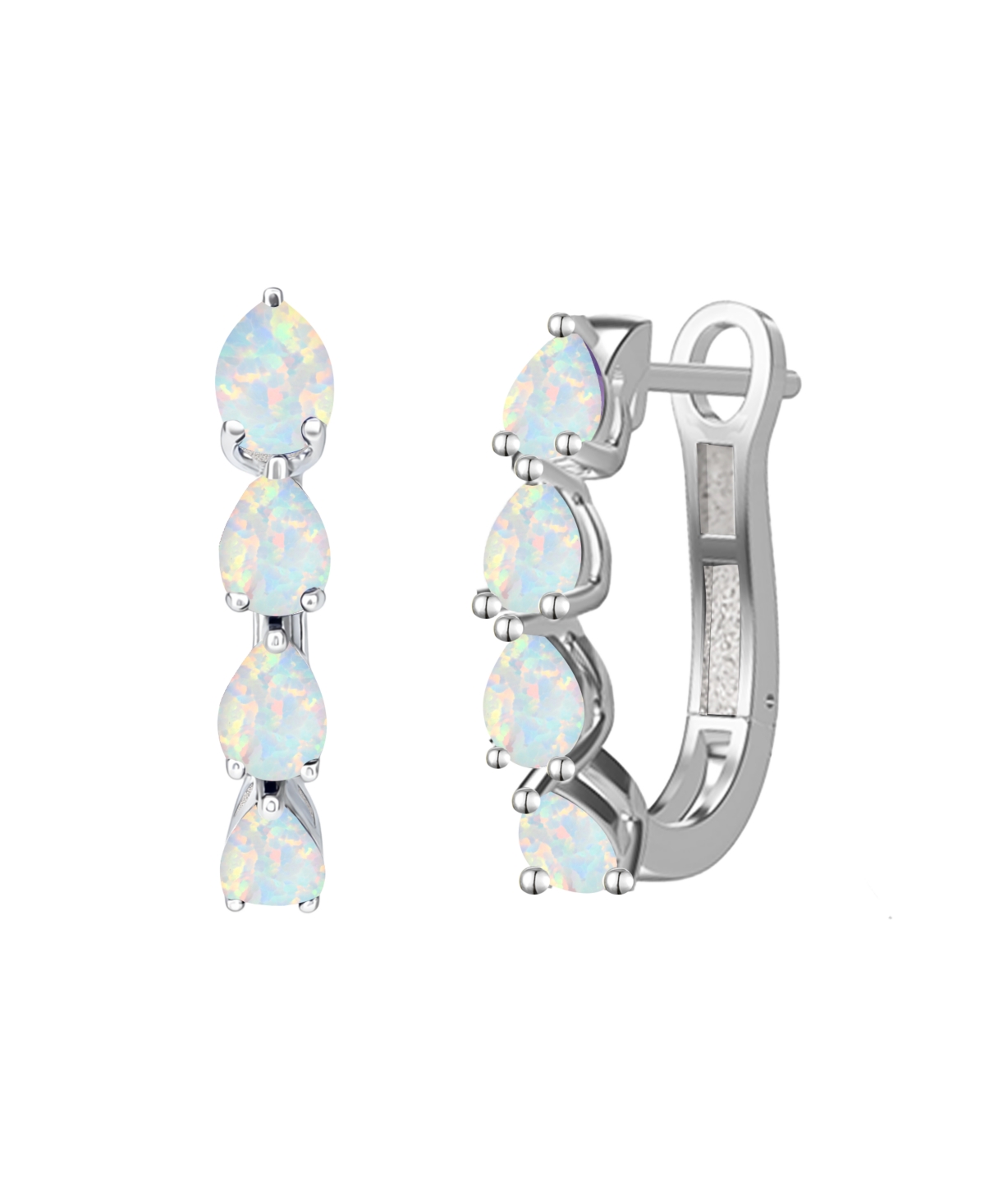 Macy's Lab Grown Emerald (1 ct. t.w.) Earrings in Sterling Silver (Also Available in Multi-Stones) - Opal