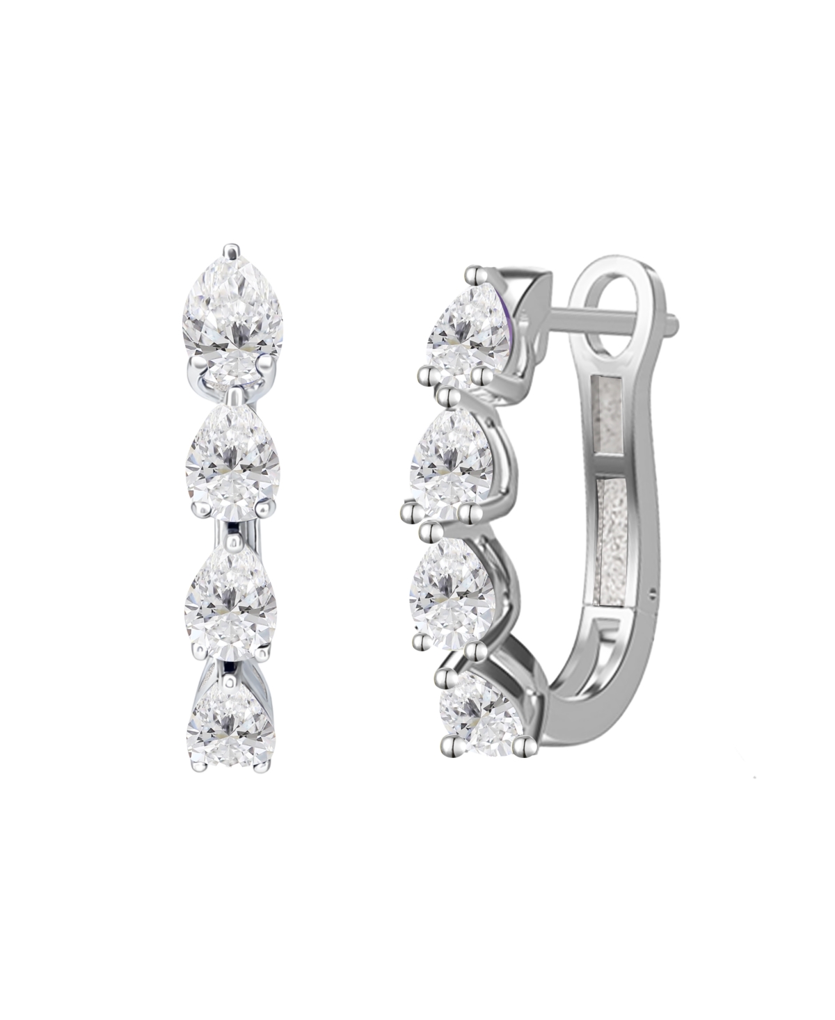 Macy's Lab Grown Emerald (1 ct. t.w.) Earrings in Sterling Silver (Also Available in Multi-Stones) - White Sapphire
