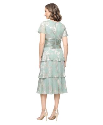Women's Floral Surplice-Neck Tiered Dress