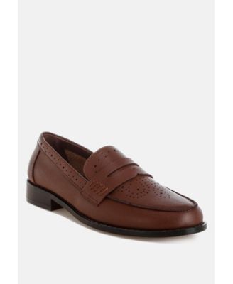 Rag and Co Womens Clotilda Perforated Low Heel Loafers