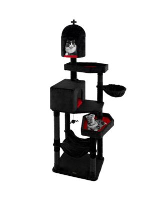 Gothic Cat Tree for Indoor Cats Extra Large Cat Tower w/2 Cat Condos Coffin Bed