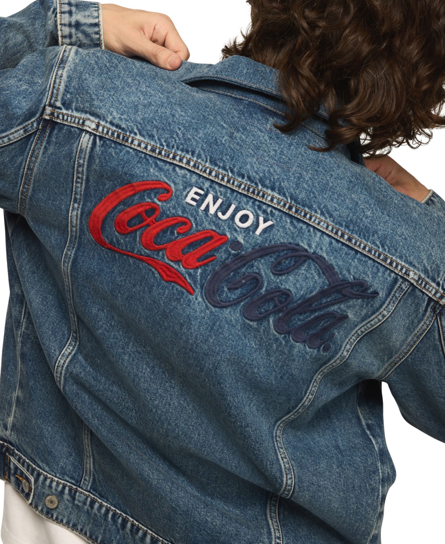 Men's Coca Cola Patch Denim Trucker Jacket
