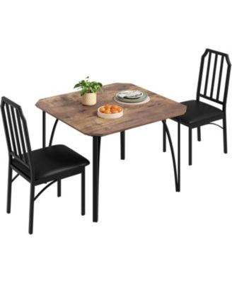 5-Piece Dining Table Set for 4, Chamfer Design, Cushioned Chairs, Small Space Kitchen Table, Apartment Ready