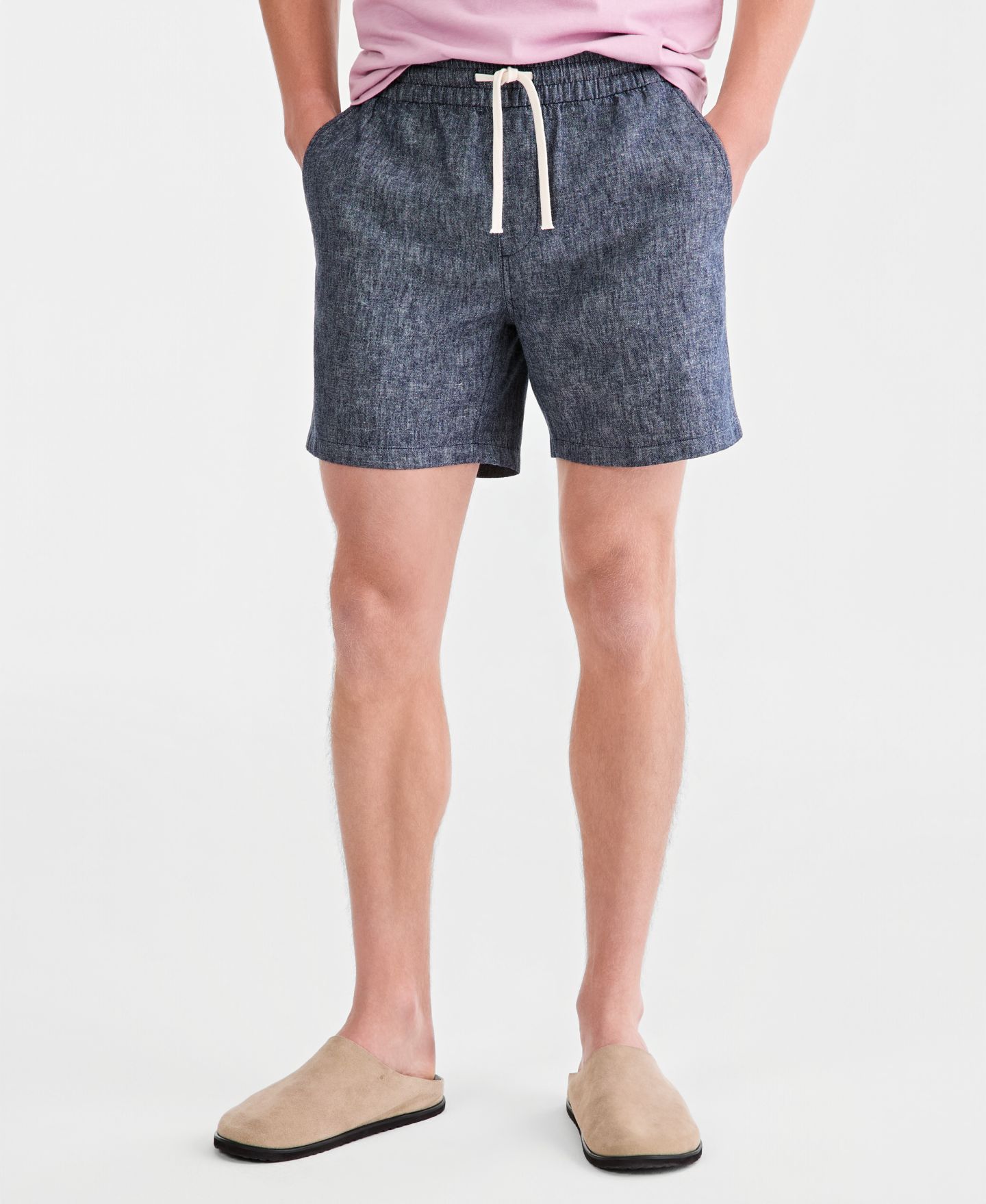 Мужские шорты Sun + Stone Linen Blend 6" Pull-On, цвет: Тёмно-синий — фото 2