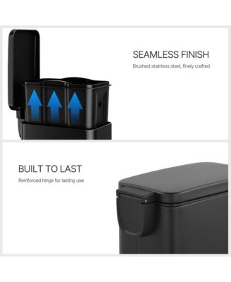 3 Pack 1.6 Gallon Stainless Steel Slim Bathroom Trash Can Combo with Lid, for Bedroom and Office