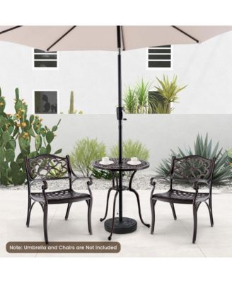 24" Round Cast Aluminum Patio Bistro Table with 2" Umbrella Hole