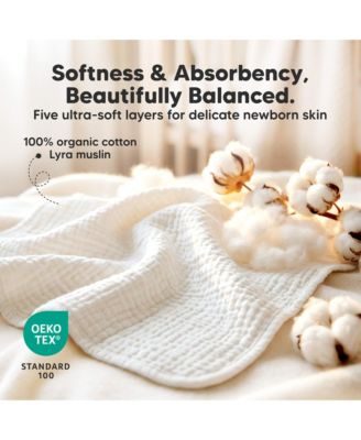 Kids 10-Pack Lyra Muslin Burp Cloths Boy, Girl, Soft Cotton Muslin Burping Cloths for Newborn 21"x10